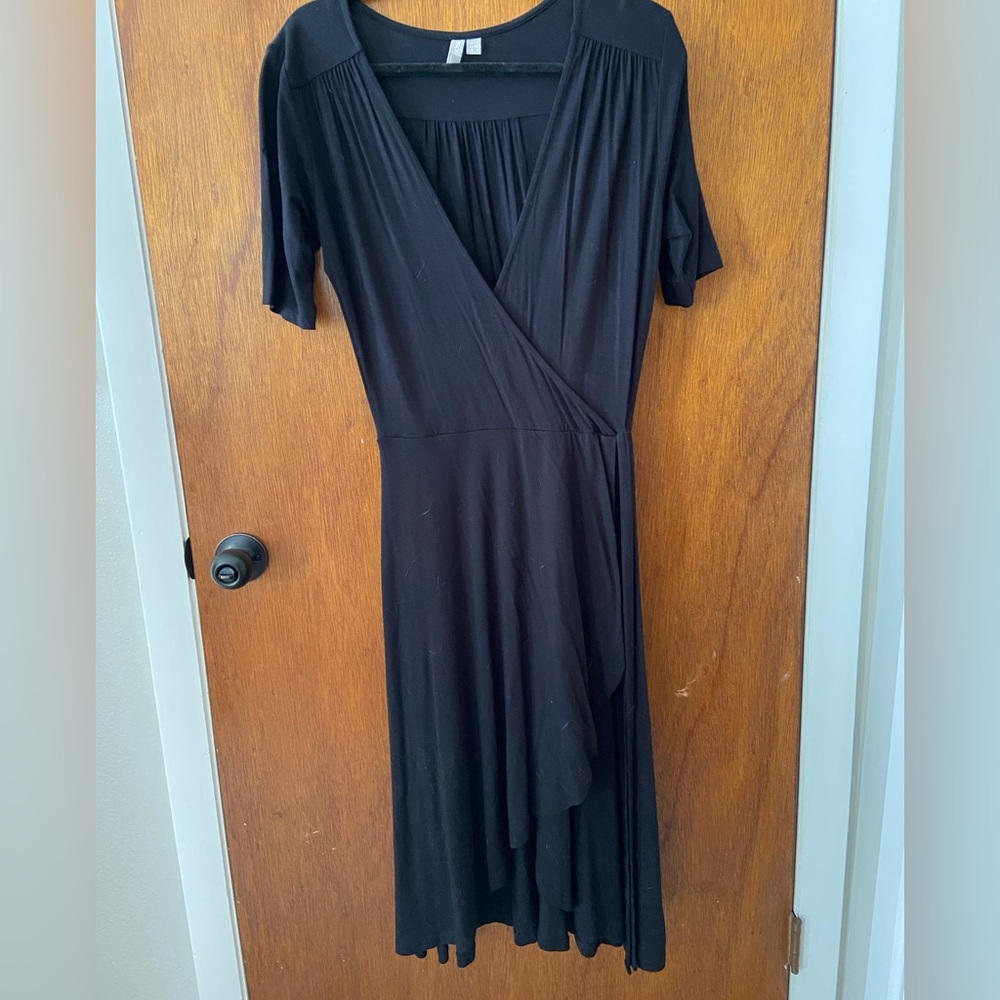 ASOS black wrap midi dress
